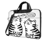 Cute Black White Lovely Cat Laptop Bag 13-15.6Inch, 360° Protective Laptop Sleeve Case Shockproof Messenger Shoulder Bag Waterproof Computer Case Carrying Cover Briefcases for Men Women