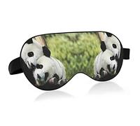 Cute Black White Panda with Baby On Branches Eye Masks Cover Blocks Light Sleep Mask Shade Cover Blindfold Relaxing Eyeshade Cover with Adjustable Head Strap for Men Women Kids