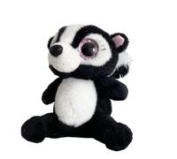 Cute Black & White Skunk Plush Toy with Big Glitter Eyes, Small Cuddly Woodland Animal Stuffed Collectible Gift for Kids