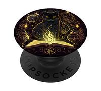 Cute Black Witch Cat Moon Phase for Tarot Fans Cat PopSockets Adhesive PopGrip