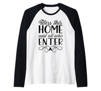Cute Bless This Home - New Homeowners Housewarming Christian Raglan Baseball Tee