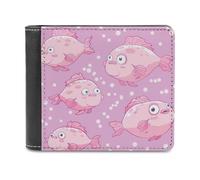 Cute Blob Fish Blobfish PU Leather Wallets Stylish Bifold Wallet Slim Front Pocket Credit Card Holder for Women Men