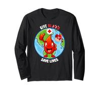 Cute Blood Donor Day Give Blood Save Lives Every Drop Counts Long Sleeve T-Shirt