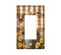 Cute Bloodhound Dog Decorative Light Switch Cover Plate 1 Gang Single Rocker, Farmhouse Plaid Flowers Electrical Switchplate, Puppy Faceplate for Kitchen Living Room Decor