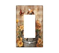 Cute Bloodhound Dog Decorative Light Switch Cover Wall Plate 1 Gang Single Rocker, Farmhouse Plaid Flowers Electrical Switchplate, Puppy Faceplate for Kitchen Living Room Decor