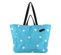Cute Blue and White Polka Dots Large Canvas Tote Cloth Kitchen Grocery Bags Large Tote Bag for Women Bachelorette Party Presents Regalos para maestras Mujeres