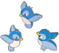 Cute Blue Bird Pin Cartoon Fly Fgling Animal Brooch Denim PinShirt Badge Gift for Set of 3