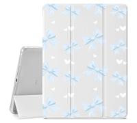 Cute Blue Bow Tie Pattern for iPad Air 13" (M2) 2024/iPad Pro 12.9" 2022/2021 Cute Bow Protective Case for Girls,Pencil Holder & Clear Back & Trifold White Cover Scratchproof Case