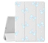 Cute Blue Bow Twinkling Pattern for iPad (A16) 11th Gen 2025 11-inch/10th Gen 2022 10.9 inch Cute Bow Protective Case for Girls,Pencil Holder & Clear Soft TPU Back & Trifold White Cover for Women