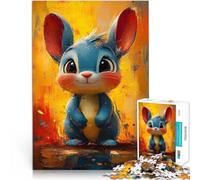 Cute Blue Bunny Painting1000 Piece Jigsaw Puzzle for teenagers Hand speed competition Wall Decoration Unique Birthday and Xmas Gifts 38x26cm