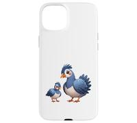 Cute Blue Crested Bird Parent and Young Design Case for iPhone 15 Plus