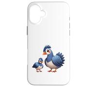 Cute Blue Crested Bird Parent and Young Design Case for iPhone 16 Plus