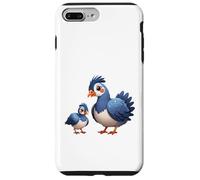 Cute Blue Crested Bird Parent and Young Design Case for iPhone 7 Plus/8 Plus