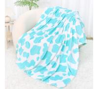 Cute Blue Cyan Girls Soft Cozy Fuzzy Fleece Blanket - Warm Decorative for Bedroom