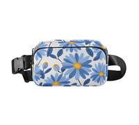 Cute Blue Daisies Flowers Stylish Crossbody Bag Waist Packs for Men Women Waterproof Crossbody Passport Bag with Adjustable Strap for Shopping Sports Work