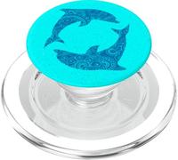 Cute Blue Dolphins Mandala Turquoise Pattern PopSockets PopGrip for MagSafe