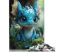 Cute Blue Dragon Jigsaw Puzzles Puzzle for Adults Kids. 1000 Piece Impossible Challenge Toy Educational Games Home Decoration for Adults& Kids Age 14 Years Up 1000pcs (40x28cm)