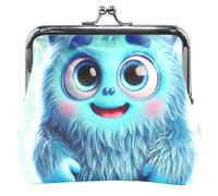 Cute Blue Elf Monster Personalized Leather Coin Pouch Women Girl Buckle Kiss Lock Girls Change Coin Wallet, Cute Blue Elf Monster, Classic