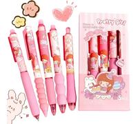 Cute Blue Erasable Gel Pens,Erasable Ballpoint Pen Set with Eraser,Retractable Gel Pen Set,Cute Stationery for School & Office Supplies,Smooth Writing Gel Pen & Eraser Pen Set,Cartoon Design #Pink