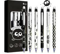 Cute Blue Erasable Gel Pens,Erasable Ballpoint Pen Set with Eraser,Retractable Gel Pen Set,Cute Stationery for School & Office Supplies,Smooth Writing Gel Pen & Eraser Pen Set,Cartoon Design #Black
