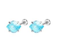 Cute Blue Evil Eye Labret Cartilage Tiny Stud Earrings F136 Titanium Screw Back Cubic Zirconia Lip Nose Rings 18G Internally Threaded Tragus Monroe Studs Dainty Body Pierced Jewelry for Women Men, S