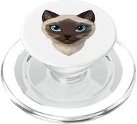 Cute Blue Eyed Female Siamese Cat Face Portrait Design PopSockets PopGrip for MagSafe
