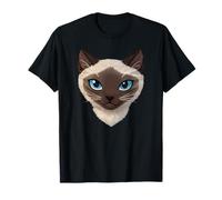 Cute Blue Eyed Female Siamese Cat Face Portrait Design T-Shirt