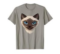 Cute Blue Eyed Female Siamese Cat Face Portrait Design T-Shirt