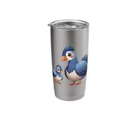 Cute Blue Feathered Parent and Fledgling Art Stainless Steel Insulated Tumbler