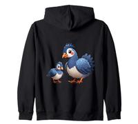 Cute Blue Feathered Parent and Fledgling Art Zip Hoodie