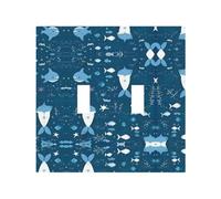 Cute Blue Fish Durable and Stylish Wall Plate â€“ Full-Surface Print, Pc Material, Heat & Fade Resistant, Easy to Install