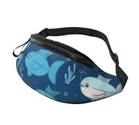 Cute Blue Fish Fanny Pack for Men Women Fashion Running Waist Packs Waterproof Crossbody Bags Everywhere Belt Bag with Adjustable Strap Sports Hip Pack for Travel Wallet