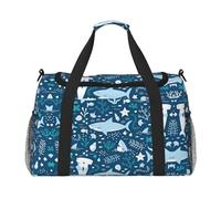 Cute Blue Fish Hand Travel Bag - Large Reusable Shopping Tote Bag, Perfect for Outdoor Activities, Sports, Camping & Groceries, Black, One Size
