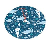 Cute Blue Fish Print Christmas Tree Skirt For Christmas, New Year Halloween Celebrations