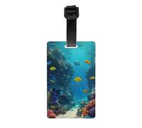 Cute Blue Fish Print Luggage Tags Waterproof Suitcases Labels for Cruise Ships Air Travel Everyday Use