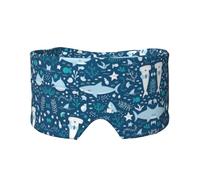 Cute Blue Fish Print Sleep Eye and Ear Muffs Mask - Adjustable Yoga Travel Headband, Keep Warm Shading Comfortable Aid