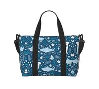 Cute Blue Fish Print Travel Duffel Bags Weekender for Women,Lightweight Carry On Bag,Personal Item Bag