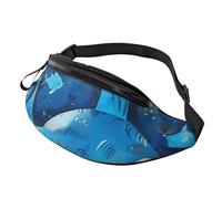 Cute Blue Fish Printed Fanny Pack for Men Women Crossbody Waist Bag Pack Bum Bag with Adjustable Strap for Hiking Running Travel Cycling