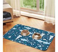 Cute Blue Fish Printed Pet Bowl Mats, Non-Slip And Tasteless Dog And Cat Feeding Mats