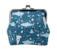 Cute Blue Fish Printing Lightweight Minimalist Wallet, Compact Coin Pouch for Gym Visits and Errands