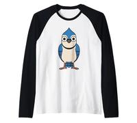 Cute Blue Jay Bird Cartoon Design Raglan Baseball Tee