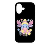 Cute Blue Moose Winter Portrait Whimsical Animal Graphic Case for iPhone 17