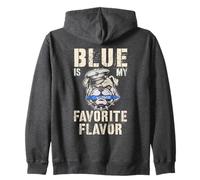 Cute BLUE MY FAVORITE FLAVOR I Eat Crayons War Game Day Dog Zip Hoodie