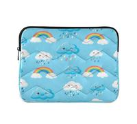 Cute Blue Rain Clouds Raindrops Laptop Sleeve Case, Puffy Laptop Sleeve 15.6 Inch for Women Men