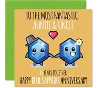 Cute Blue Sapphire Anniversary Card for Auntie & Uncle, 65 Years Together