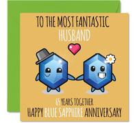 Cute Blue Sapphire Anniversary Card for Husband - 65 Years Together - Happy 65th Wedding Anniversary Cards for Husband from Wife, 145mm Greeting Cards Anniversaries