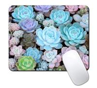 Cute Blue Succulents Mouse Pads for Desk, Portable Cactus Plant Mouse Pad Small Square Mousepad, 9.5" x 7.9" Non-Slip Rubber Base Design for PC & Wireless Laptop Home Office Accessories