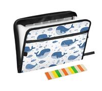 Cute Blue Whale Expanding File Folder A4,13 Pockets File Organiser, Paperwork A4 Plastic Wallet Document Storage Expander for School,Office and Home