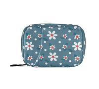 Cute Blue White Floral Pattern medical bag with Detachable Compartments attachable pill cases organizers
