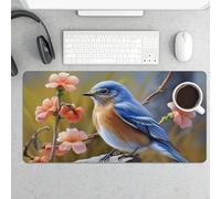 Cute Bluebird Gaming Mouse Pad 12x24 Inch Desk Pad Protector Waterproof Non-Slip Rubber Base Keyboard Mat Extra Large Desktop Mat for Office Home Computer Laptop Table Accessory